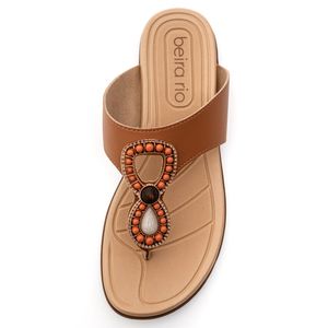 Chinelo Beira Rio Rasteira Feminina Tira Slin 8507.119 Caramelo