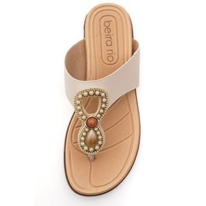 Chinelo Beira Rio Rasteira Feminina Tira Slin 8507.119 Off-White