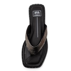 Chinelo Moleca Rasteira Feminino Tira Escamada 5547.101 Preto