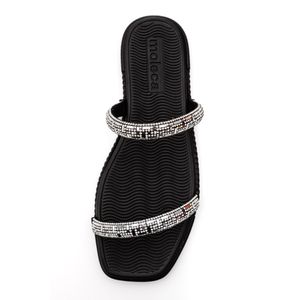 Chinelo Moleca Rasteira Feminina Tiras De Brilho 5494.112 Preto