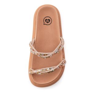 Chinelo Molekinha Papete Juvenil Menina Tiras Em Strass 2358.114 Nude