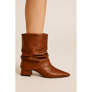 Bota Chá De Mel Cano Médio Feminina  Lapela Slouchy Z6418.28262 Caramelo