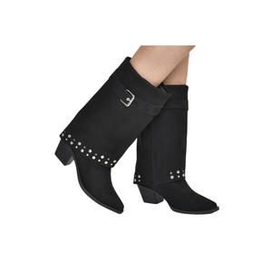 Bota Via Marte Cano Alto Feminina Capa Camurça 257-003-01 Preto