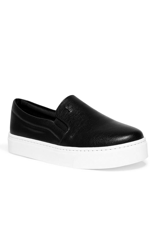 Tênis Santa Lolla Slip On Feminino Flat Bico Redondo Preto