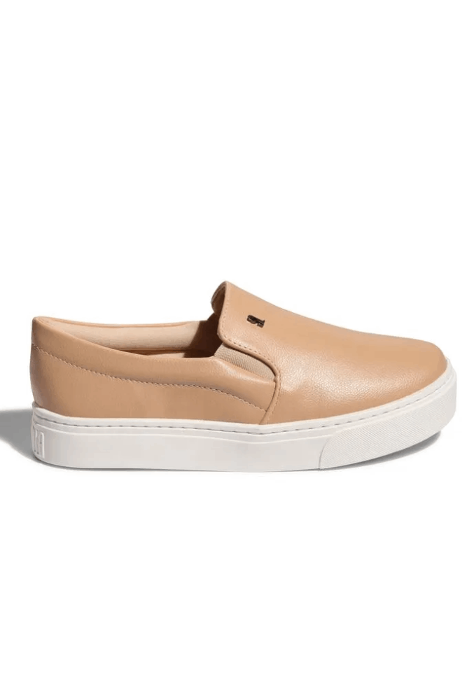 Tênis Santa Lolla Slip On Feminino Flat Bico Redondo Bege