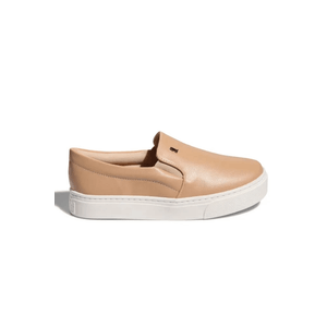 Tênis Santa Lolla Slip On Feminino Flat Bico Redondo Bege