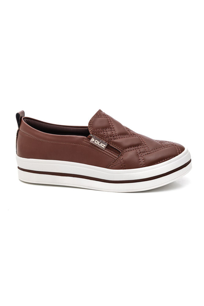 Tênis Quiz Casual Feminino Slip On 69-1791-84 Marrom