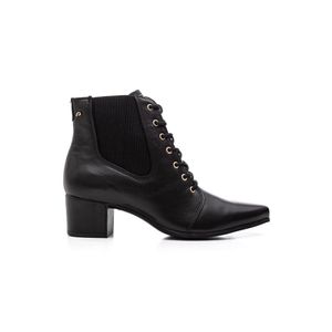 Bota Pegada Cano Curto Feminina Em Couro 280903 Preto