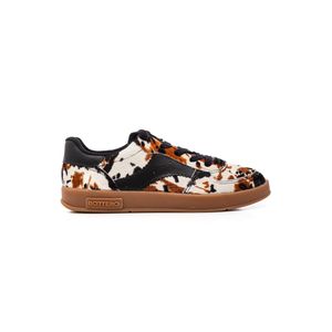 Tênis Bottero Casual Feminino Couro Camurça Estampa De Onça 364909 Preto