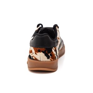 Tênis Bottero Casual Feminino Couro Camurça Estampa De Onça 364909 Preto