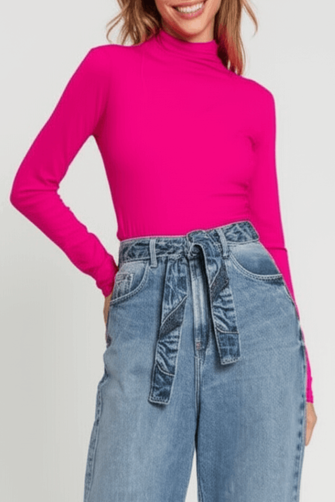 Blusa Lunender Básica Feminina Gola Alta 00087 Rosa
