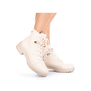 Bota Mississipi Coturno Feminino Cadarço Q7875-04 Off-White