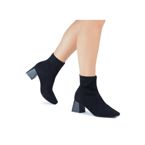 Bota Bebecê Bico Quadrado Feminina Em Malha T4414-243 Preto