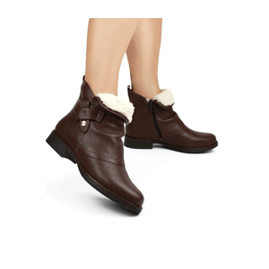 Bota Bottero Cano Baixo Feminina Couro Burnish 361723 Marrom