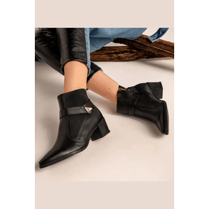 Bota Pegada Bico Fino Feminina Couro 280507-05 Preto