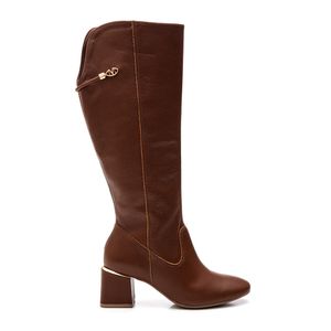 Bota Via Marte Cano Alto Montaria Feminina Couro 243-006-01 Marrom