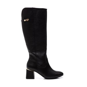 Bota Via Marte Cano Alto Montaria Feminina Couro 243-006-01 Preto