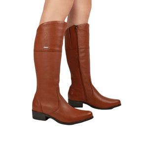 Bota Bottero Cano Alto Montaria Feminina Couro 345807 Caramelo