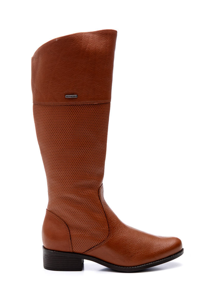 Bota Bottero Cano Alto Montaria Feminina Couro 345807 Caramelo