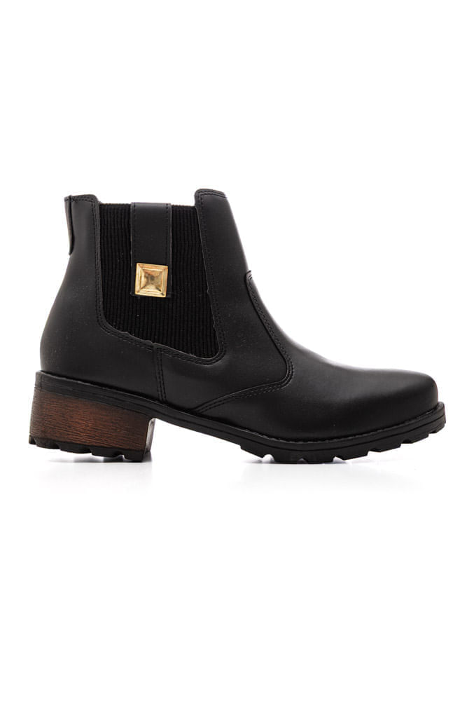 Bota Chá De Mel Cano Curto Feminina Elástico 8605 Preto