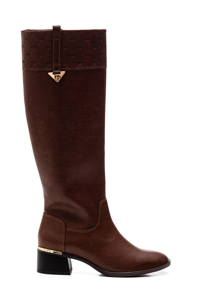 Bota Via Marte Cano Alto Feminina Em Napa 098-018-01 Marrom