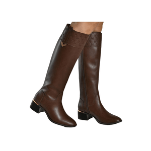 Bota Via Marte Cano Alto Feminina Em Napa 098-018-01 Marrom