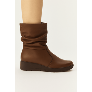 Bota Pegada Anabela Feminina Em Couro 280801-02 Marrom