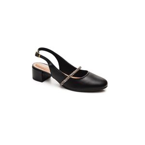 Sapato Beira Rio Salto Baixo Feminino Strass 4301.106 Preto