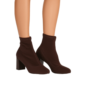 Bota Chá De Mel Cano Médio Feminina Suede Stretch 8439.88644 Marrom