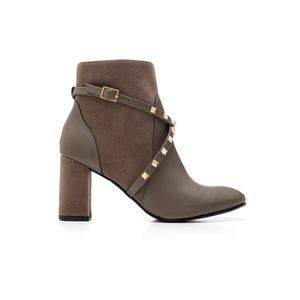 Bota Chá De Mel Cano Baixo  Feminina Napa E Camurça 8439.88642 Cinza