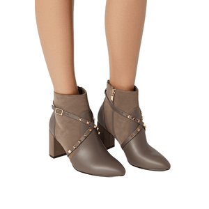 Bota Chá De Mel Cano Baixo  Feminina Napa E Camurça 8439.88642 Cinza