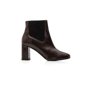 Bota Chá De Mel Chelsea Cano Curto Feminina  Verniz Molhado 8439.88641 Marrom