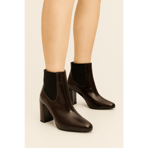 Bota Chá De Mel Chelsea Cano Curto Feminina  Verniz Molhado 8439.88641 Marrom