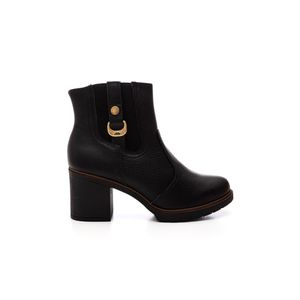 Bota Dakota De Cano Curto Em Couro Feminina D0393-01 Preto