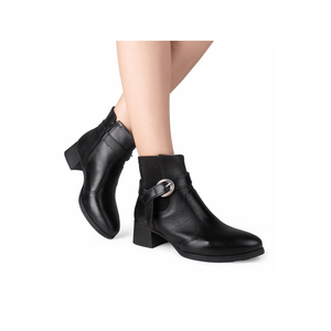 Bota Dakota Cano Curto Feminina Couro Fivela Da962-01 Preto