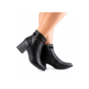 Bota Mississipi Cano Curto Feminino Salto Bloco Mc851-01 Preto