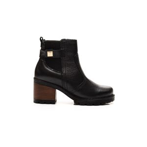 Bota Pegada  Cano Curto Feminina Em Couro  Levels 281309-05 Preto