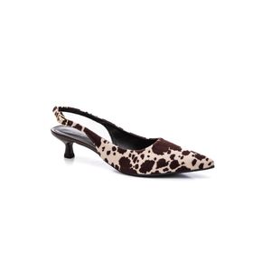 Sapato Chá De Mel Bico Fino Feminino Slingback Salto Alto 3871 Animal Print