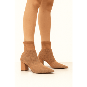 Bota Chá De Mel Cano Médio Feminina Knit 20.811-01 Nude