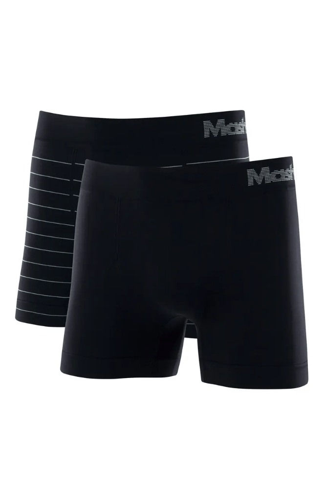 Kit 2 Cuecas Boxer Mash Microfibra Sem Costura 711.02 Preto