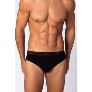 Cueca Lupo Slip Algodão Com Elastano 485-002 Preto