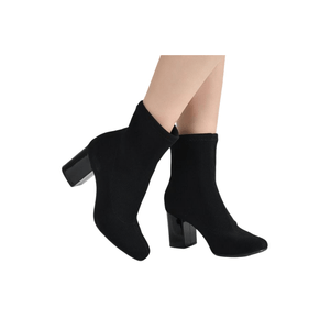 Bota Via Marte De Salto Alto Feminina Em Lycra 024-007-01 Preto
