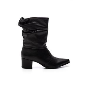 Bota Pegada Cano Médio Slouch Feminina Couro 280901-02 Preto