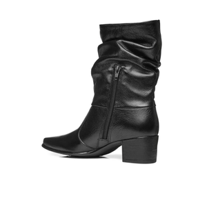 Bota Pegada Cano Médio Slouch Feminina Couro 280901-02 Preto