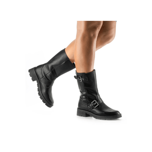 Bota Mississipi Com Cano Médio Tratorada Feminina Biker Ma221-01 Preto