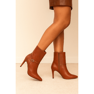 Bota Chá De Mel Cano Médio Feminina Salto Alto Fino 20.845-02 Caramelo