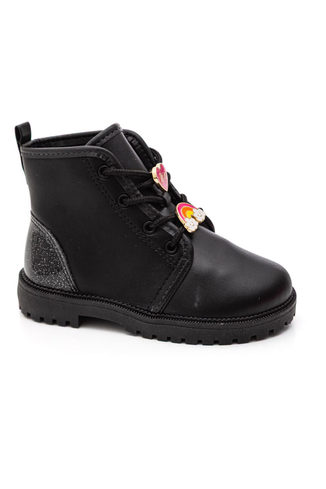 Bota Molekinha Coturno Infantil Menina Cadarço 2126.529 Preto