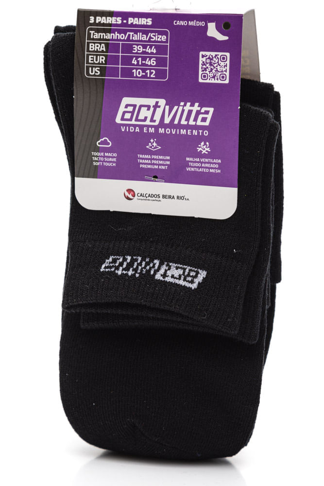 Kit-Actvitta-3-Pares-De-Meias-Cano-Medio-Algodao-Unissex---4999.4-Preto