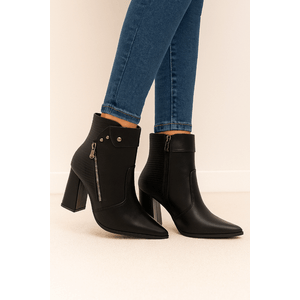 Bota Ramarim Cano Curto Feminina Bico Fino 2558131-01 Preto