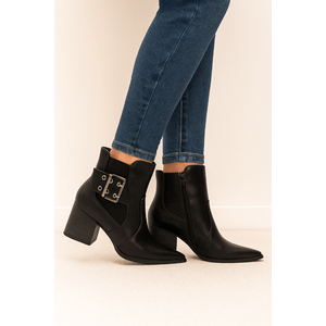Bota Ramarim Cano Curto Feminina Bico Fino 2559132-01 Preto